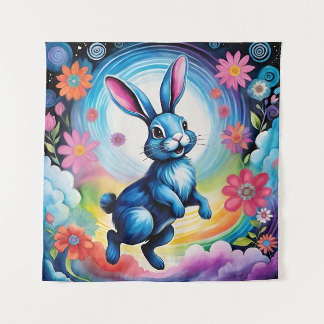 Tapiz Happy Blue Bunny Dream Joy (Anverso)