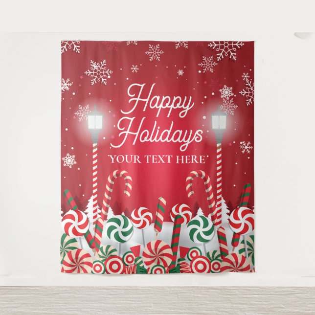 Tapiz Happy Holidays christmas banner backdrop  (Anverso)