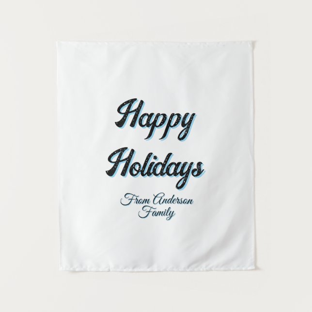 Tapiz Happy holidays name family gifts stylish retro boh (Anverso)