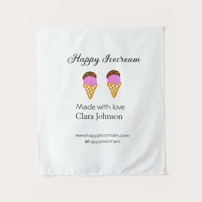 Tapiz Happy Icecream add name website social media  (Anverso)