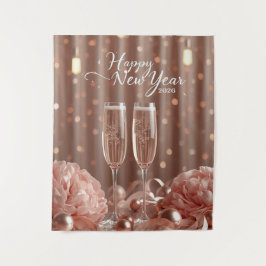 Tapiz happy new year 2026 champagne sparkle backdrop