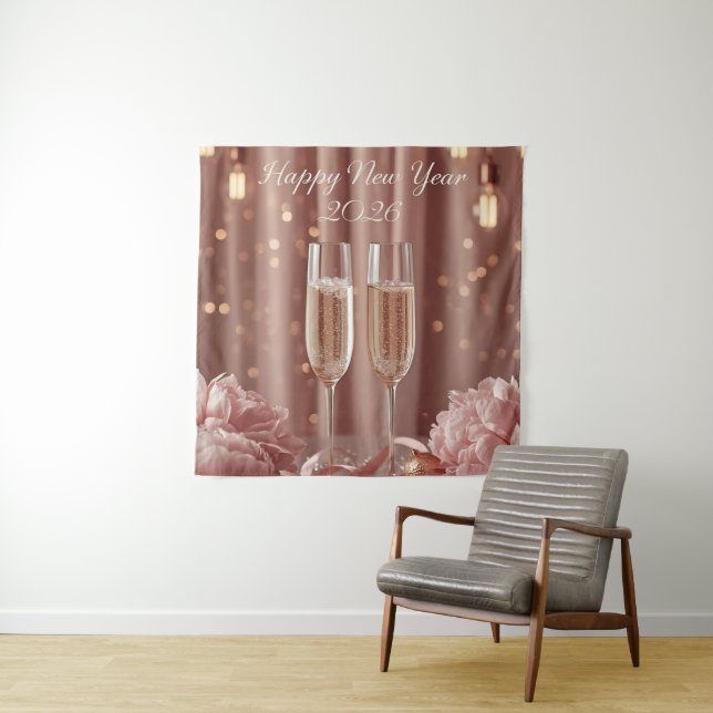 Tapiz happy new year 2026 champagne sparkle banner (In situ)