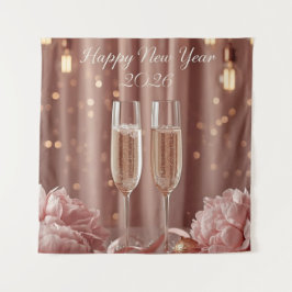 Tapiz happy new year 2026 champagne sparkle banner