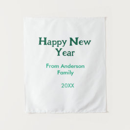 Tapiz Happy new year green add family name year simple 