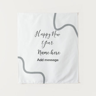 Tapiz Happy new year name message gray simple holiday