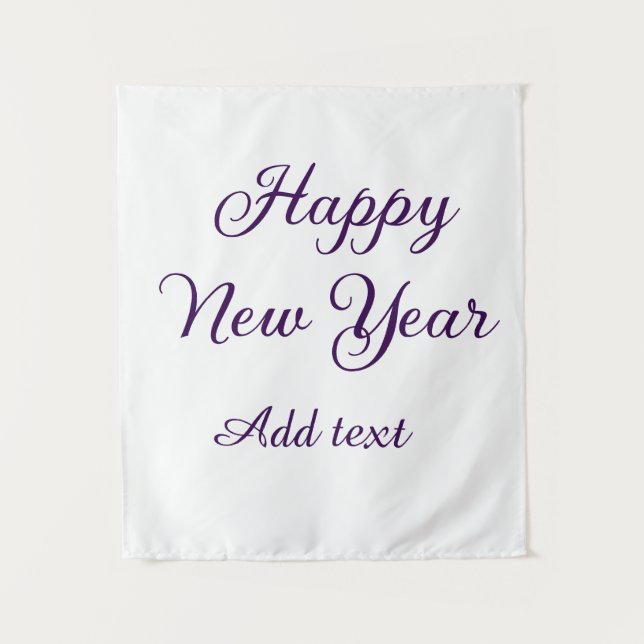 Tapiz Happy new year purple calligraphy simple minimal  (Anverso)
