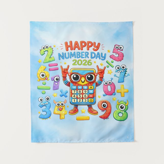 Tapiz Happy Number Day 2026 Cute Maths Poster for Kids (Anverso)