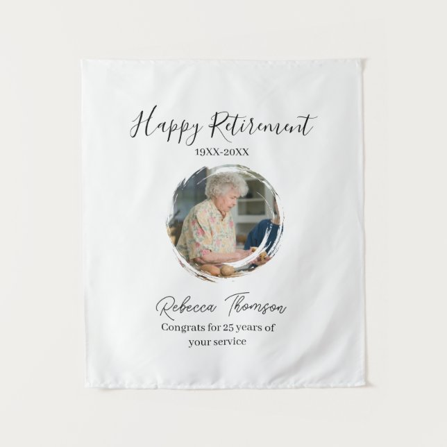 Tapiz Happy retirement year name circle photo retired (Anverso)
