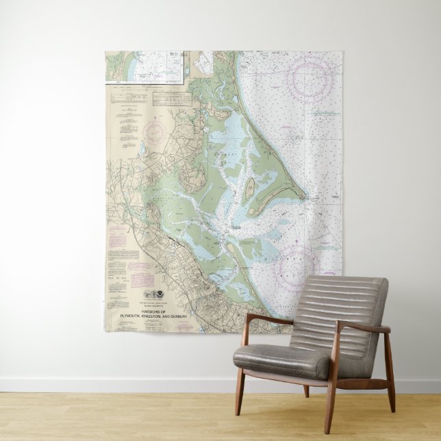 Tapiz Harbors de Plymouth, Kingston y Duxbury Chart (In situ)
