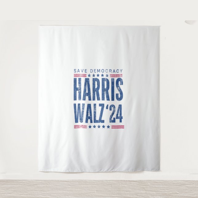 Tapiz Harris Walz 2024 Salvar la democracia (Anverso)