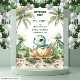 Tapiz Hatching Pronto Baby Shower Backdrop Blue Dino