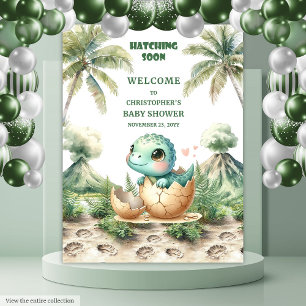 Tapiz Hatching Pronto Baby Shower Backdrop Blue Dino