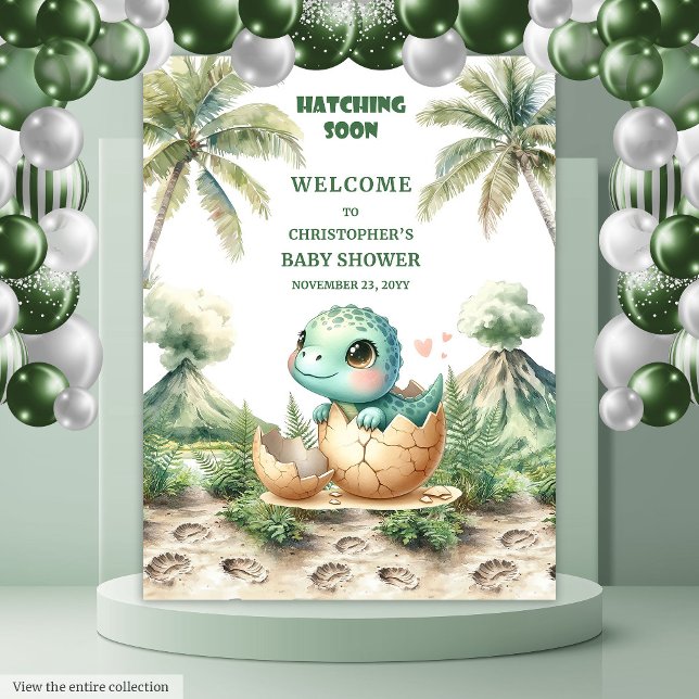 Tapiz Hatching Pronto Baby Shower Backdrop Blue Dino (Hatching Soon Baby Shower Backdrop Blue Dino)