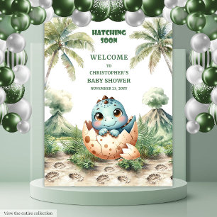 Tapiz Hatear pronto el banner Fiesta de Baby Shower Dino