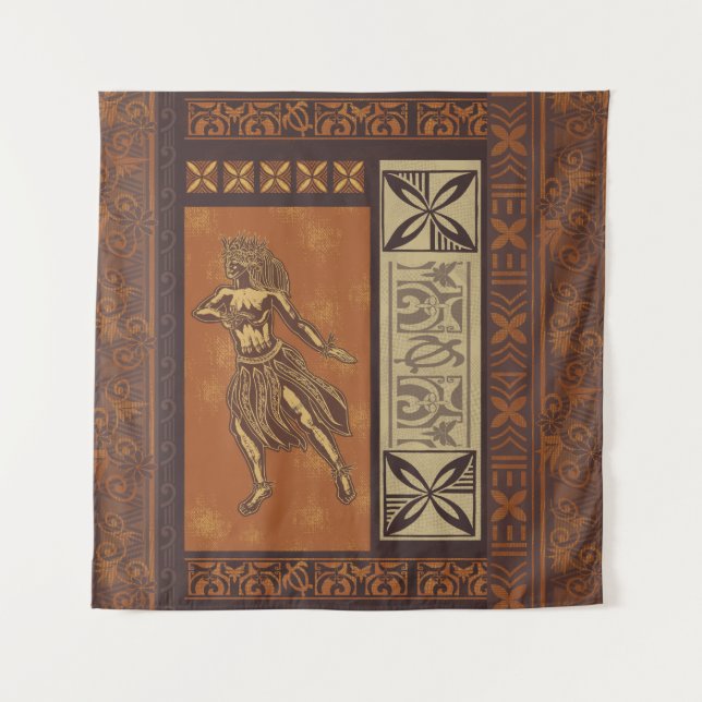 Tapiz Hawai - Cartel Samoan Hula Tapa impreso (Anverso)