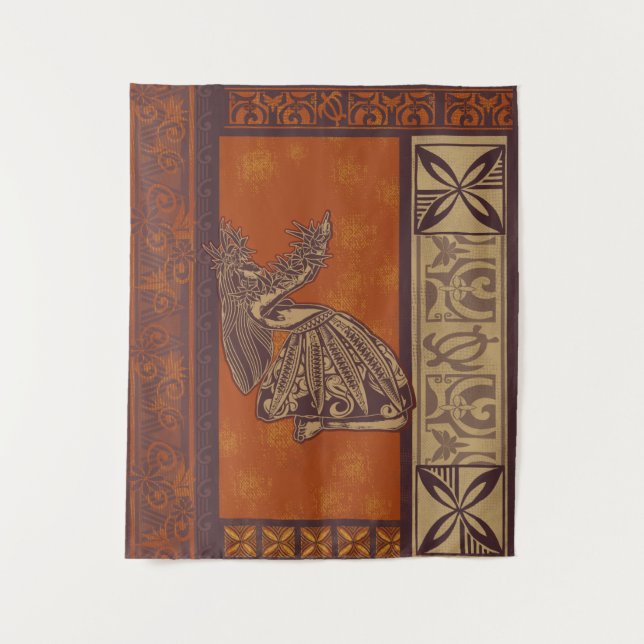 Tapiz Hawaiano - Samoan - Bailarina de Hula Polinesia (Anverso)