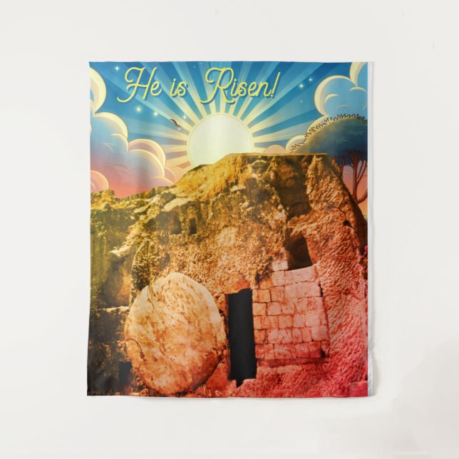 Tapiz He is Risen - Garden Tomb Jerusalem (Anverso)