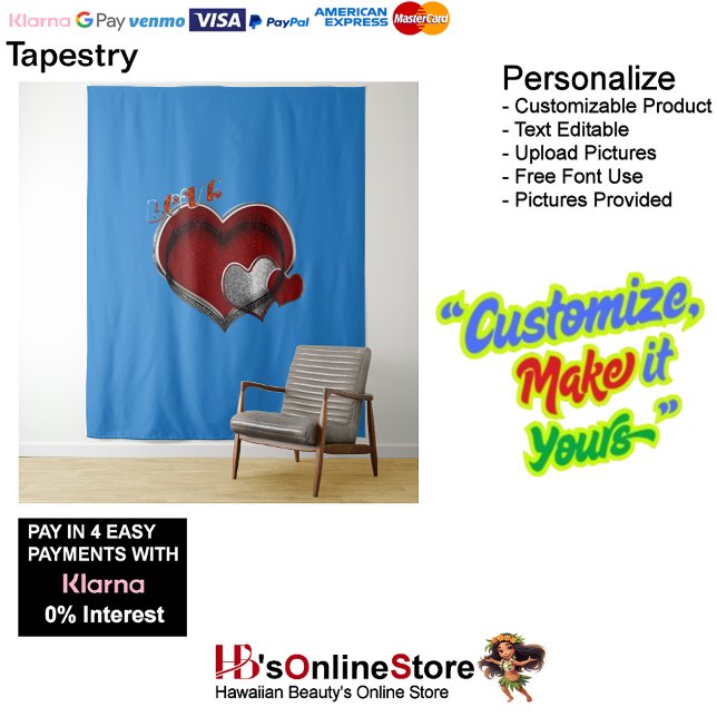 Tapiz Heart Magic Blue Business Tapestry Extra Grande (Heart Magic Blue Business Tapestry Extra-Large.)