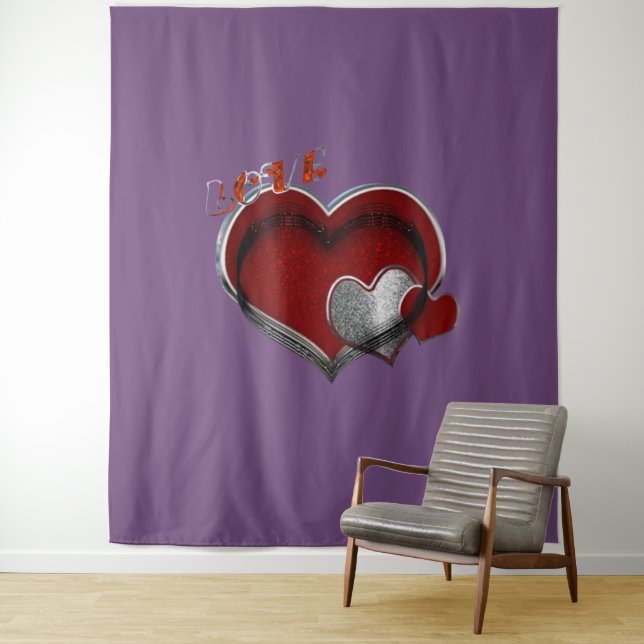 Tapiz Heart Magic Purple Business Tapestry Extra-Large (In situ)