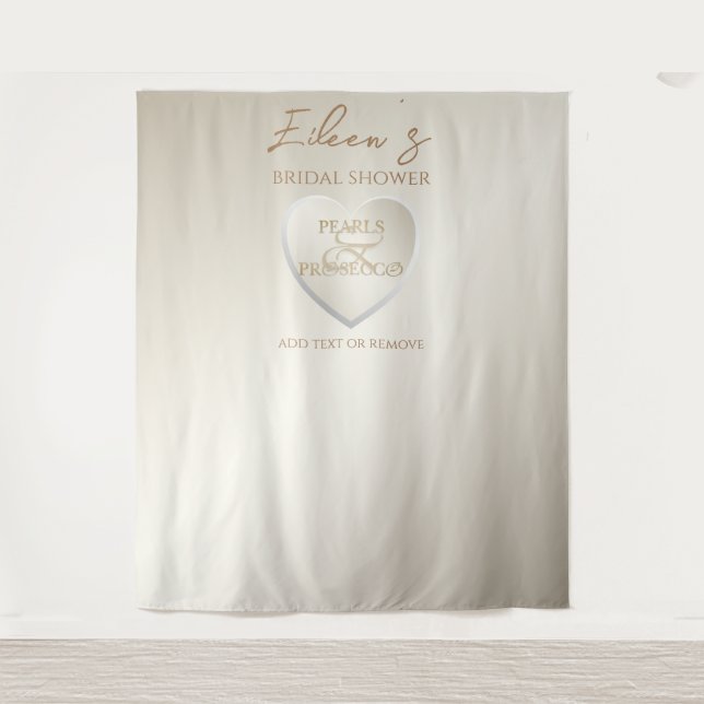 Tapiz Heart Pearls Prosecco Bridal Shower Moda fondo (Anverso)
