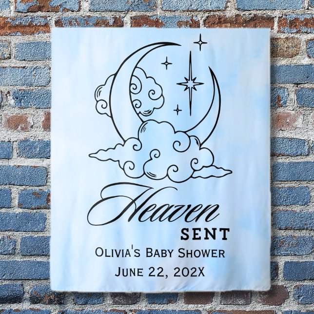 Tapiz Heaven Sent Blue Moon Stars Baby Shower (Heaven Sent Blue Moon Stars Baby Shower Tapestry)