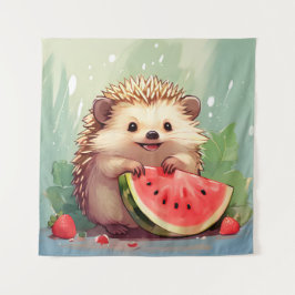 Tapiz Hedgehog disfrutando de una sandía