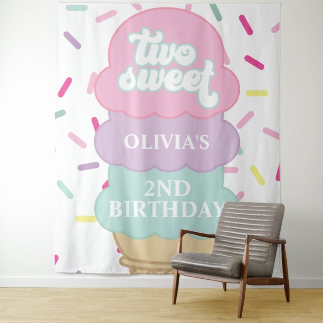 Tapiz Helado y Purpurina Dos Dulces 2º Cumpleaños (In situ)