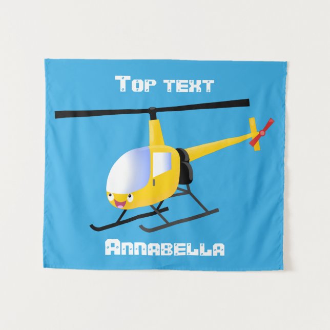 Tapiz Helicóptero de personalizado alegre amarillo lindo (Anverso (horizontal))