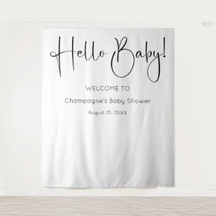 Tapiz Hello Baby Modern Script Baby Shower Backdrop