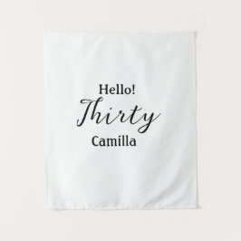 Tapiz Hello thirty birthday name simple minimal elegant 