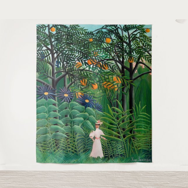 Tapiz Henri Rousseau - Mujer caminando en un bosque exót (Anverso)