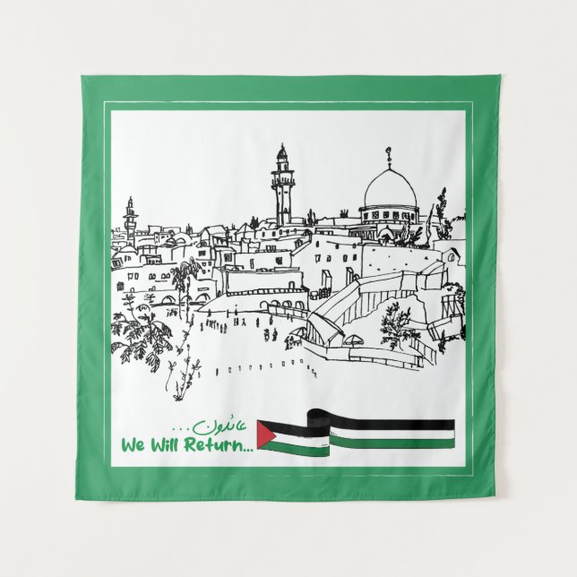 Tapiz Herencia y esperanza palestinas: Regresaremos (Anverso)