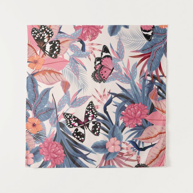 Tapiz hermosa artística brillante patrón tropical (Anverso)