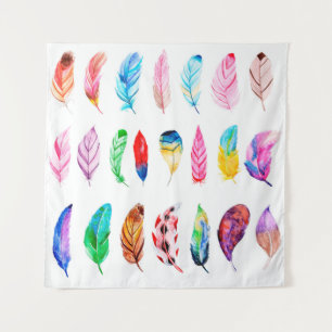 Tapiz Hermosa colección de plumas acuarelas