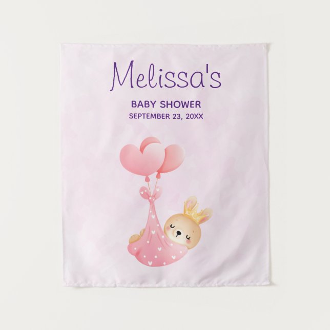 Tapiz Hermosa conejita en un Baby Shower de Heart Blanke (Anverso)