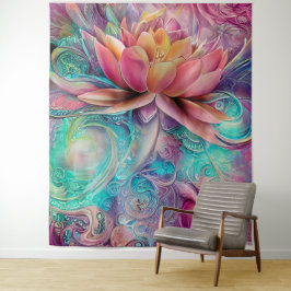 Tapiz Hermosa Eérea Whimsical Lotus Flower