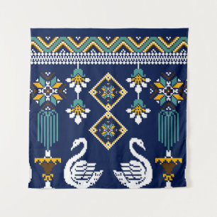 Tapiz Hermosa figura de etnia geométrica ucraniana triba