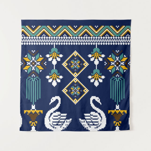 Tapiz Hermosa figura de etnia geométrica ucraniana triba (Anverso)