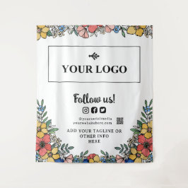 Tapiz Hermosa Floral Amarilla Tu Logo Código QR Fondo