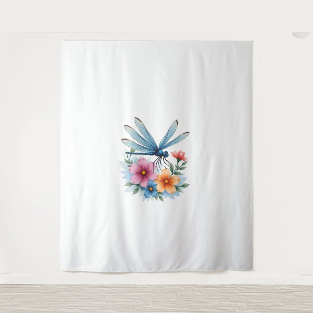 Tapiz Hermosa libélula acuarela Arte Insectos Lover Ea (Anverso)