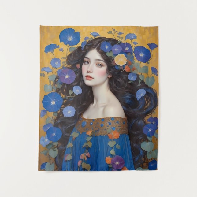 Tapiz Hermosa Mujer Con Glorias De Mañana (Anverso)