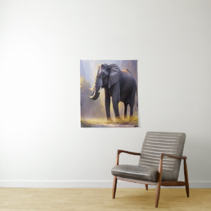 Tapiz Hermosa pintura de un elefante en su naturaleza