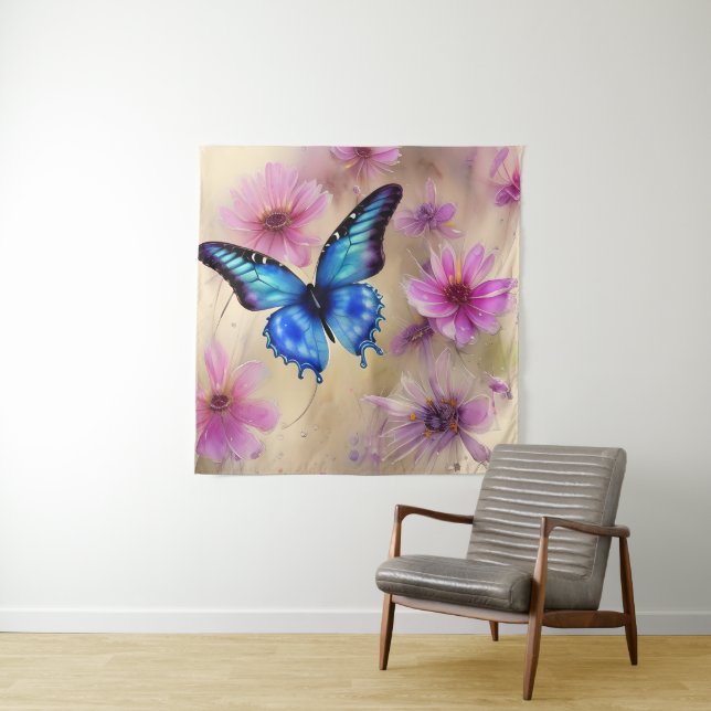 Tapiz Hermosas flores y mariposa (In situ)
