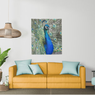 Tapiz Hermosas plumas de pavo real azul