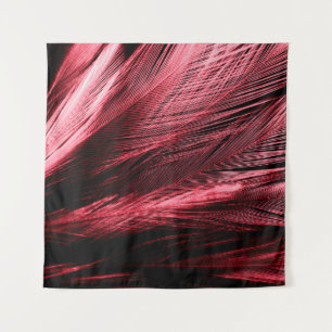 Tapiz Hermosas plumas rojas abstractas sobre fondo oscur