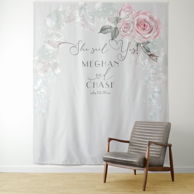 Tapiz Hermosas Rosas Rosadas Pintadas Prop BarefootBride (In situ)