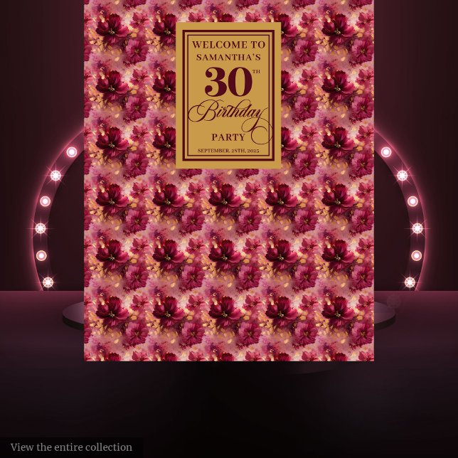 Tapiz Hermoso Burgundy Rubor Gold Boho 30 cumpleaños (Beautiful Burgundy Blush Gold Boho 30th Birthday Tapestry)