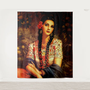 Tapiz Hermoso Chica de pinza con Long Br