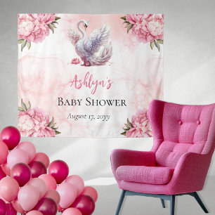 Tapiz Hermoso Chica floral rosa de cisne Baby Shower