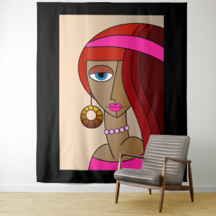 Tapiz Hermoso cubismo de mujeres pelirrojas